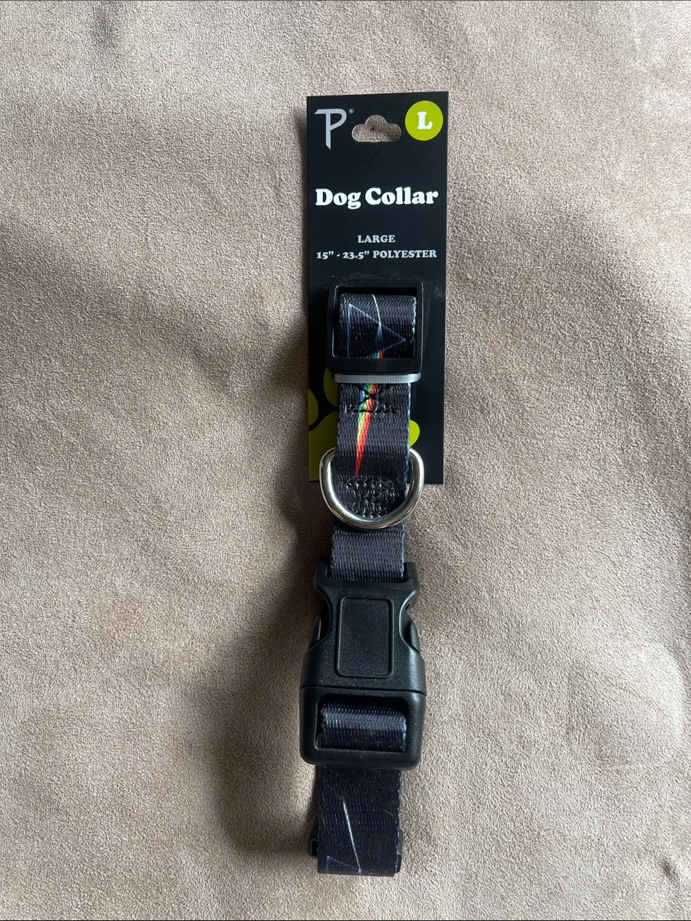 Perri's Pink Floyd Prisms Logo Dog Collar Black Size Large 56 - 70 lbs NEW W Tag
